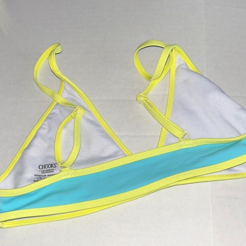 NWOT Rare Boutine LA | Chooks LA | Blue & Neon Yellow String & Fitted Bikini Set - Picture 4 of 9